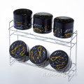 Stampa oro nero set da 6 pezzi set da 400 ml di vetro alimentazione in vetro noci di vetro cucina stoccaggio di vetro barattolo